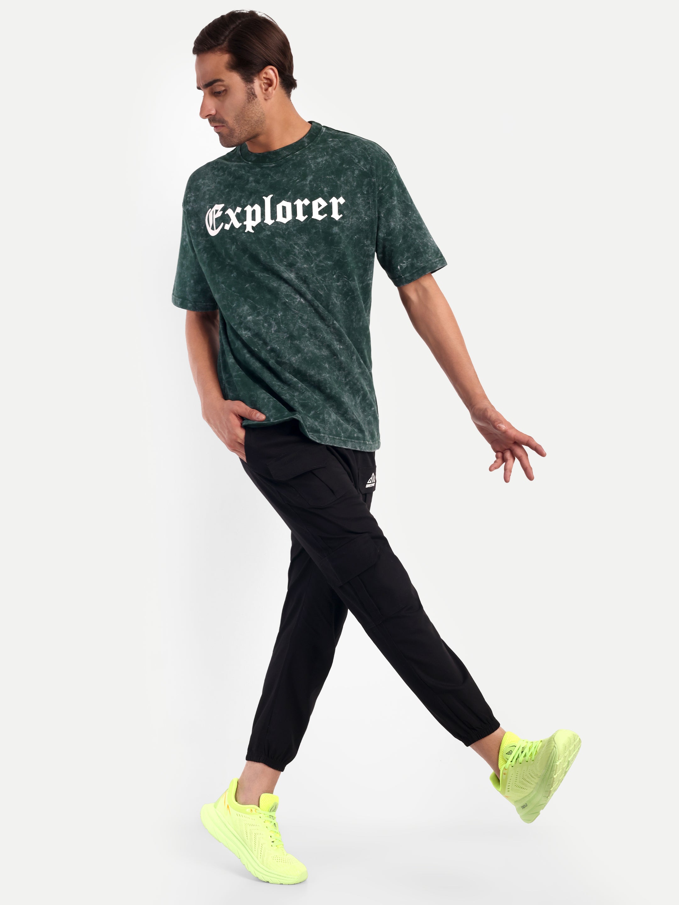 GREEN ACID WASHED OVERSIZED T-SHIRT