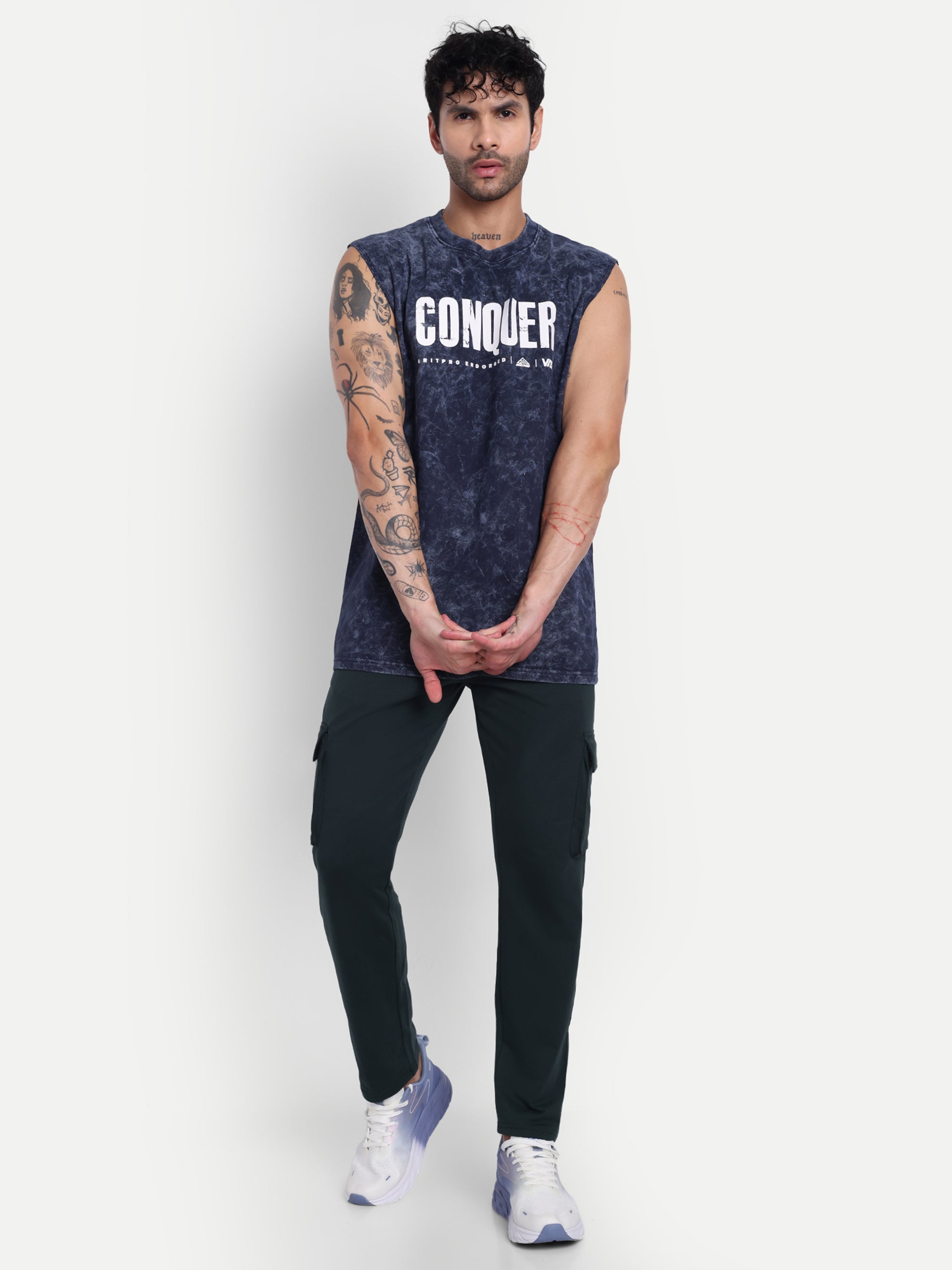 OVERSIZED ACID WASHED SLEEVELESS
