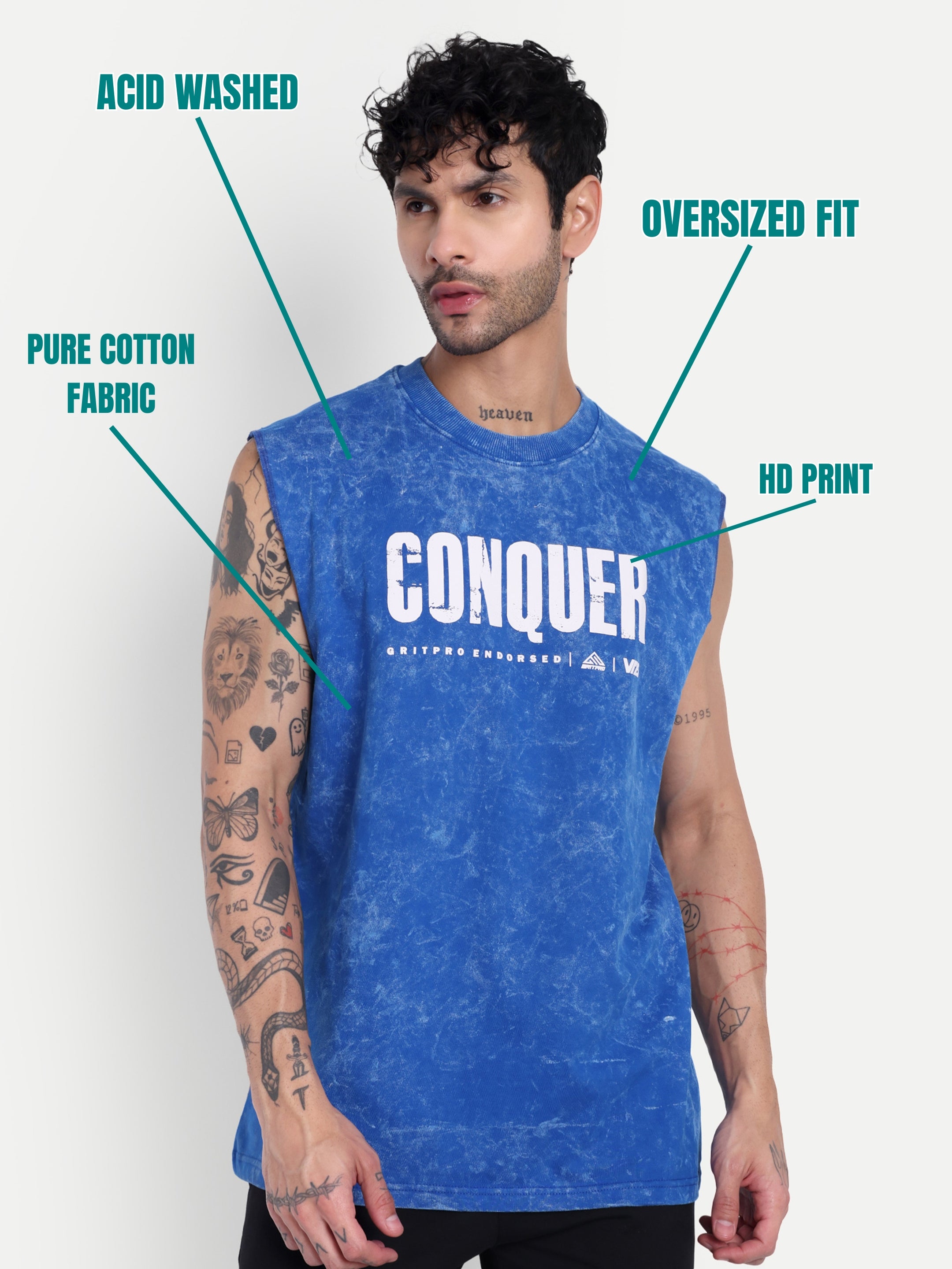 VI25 OVERSIZED ACID WASHED SLEEVELESS