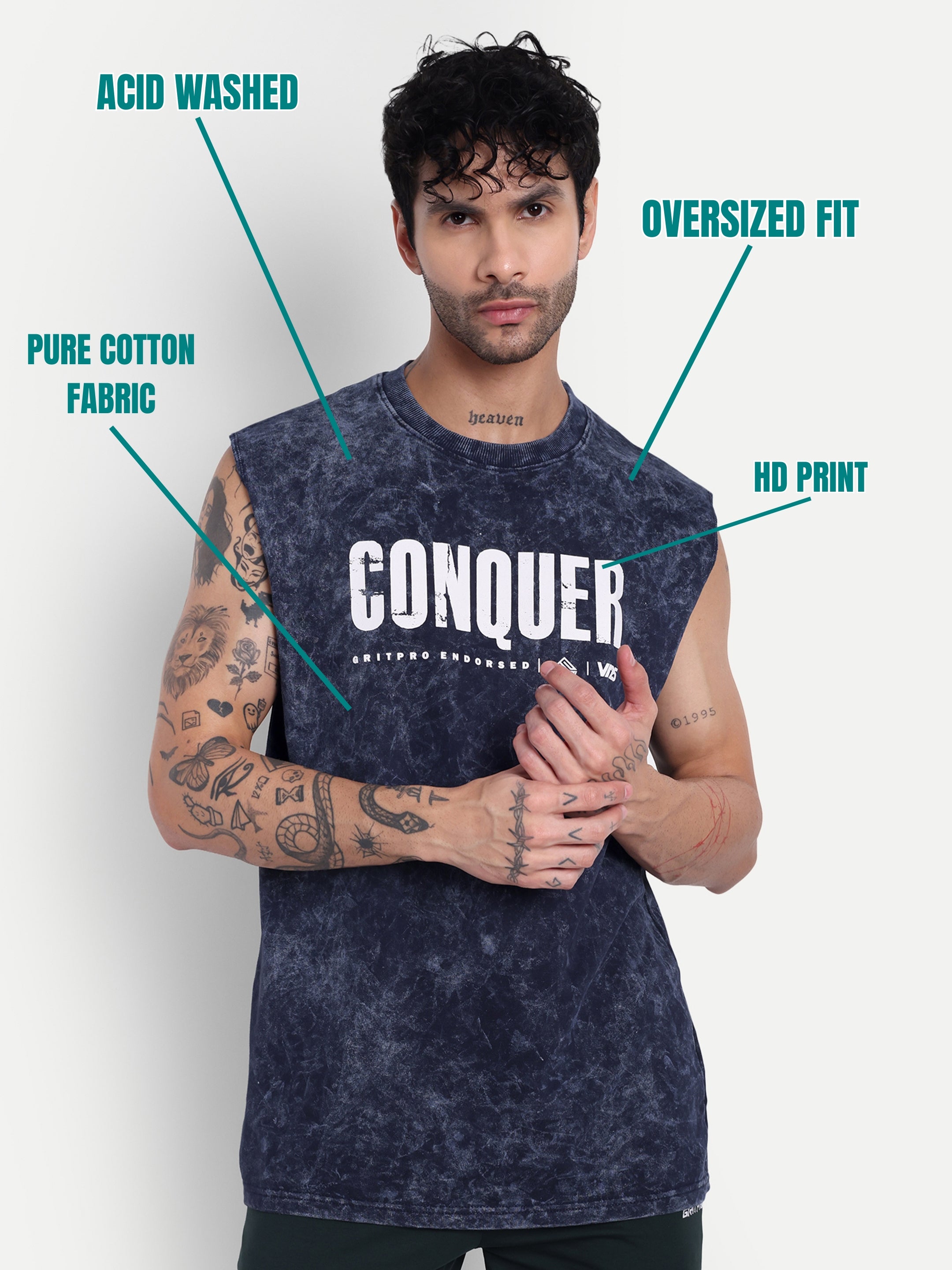 VI25 OVERSIZED ACID WASHED SLEEVELESS