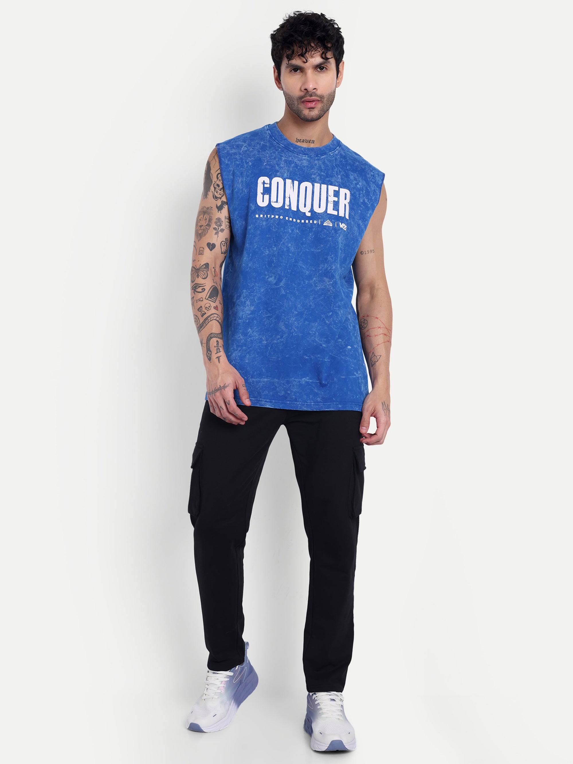 OVERSIZED ACID WASHED SLEEVELESS