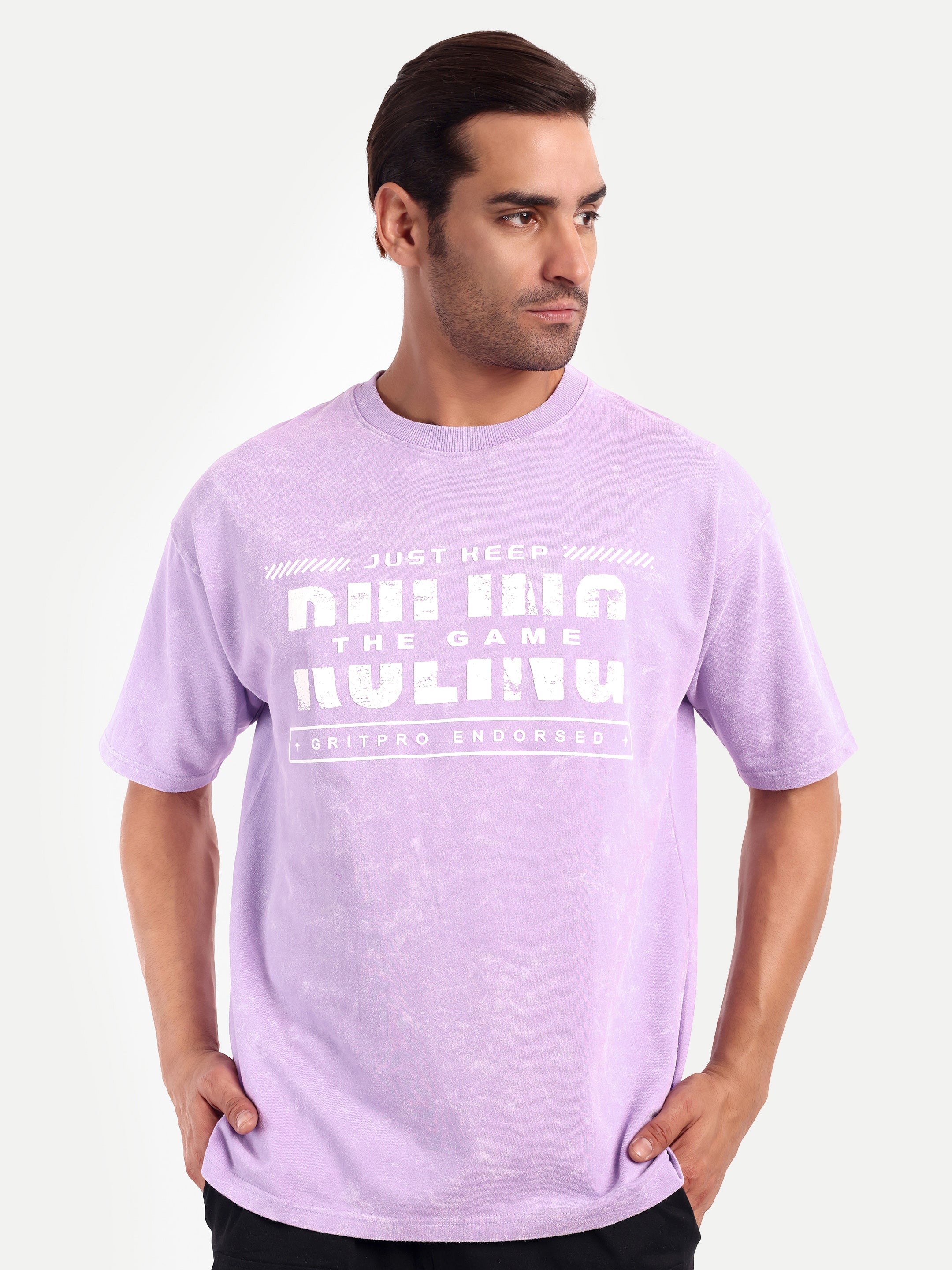 LAVENDER ACID WASHED OVERSIZED T-SHIRT