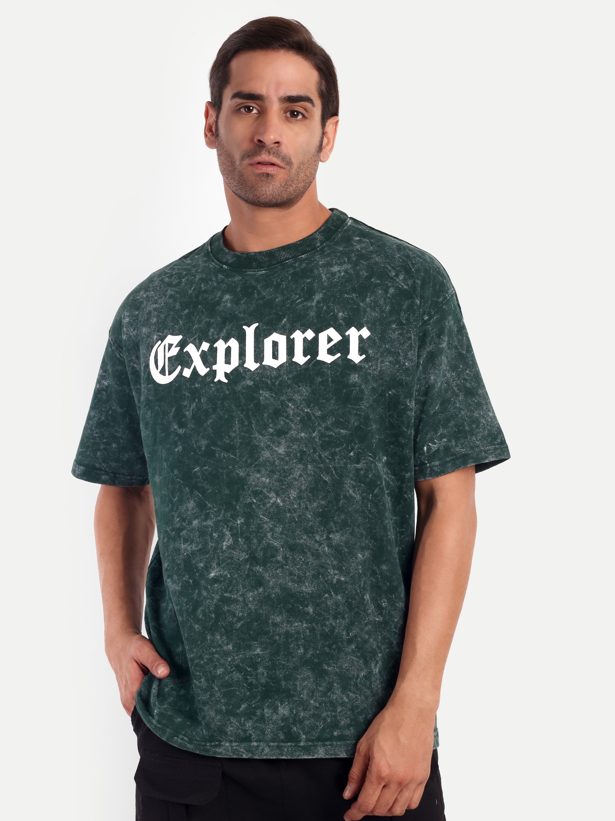 GREEN ACID WASHED OVERSIZED T-SHIRT