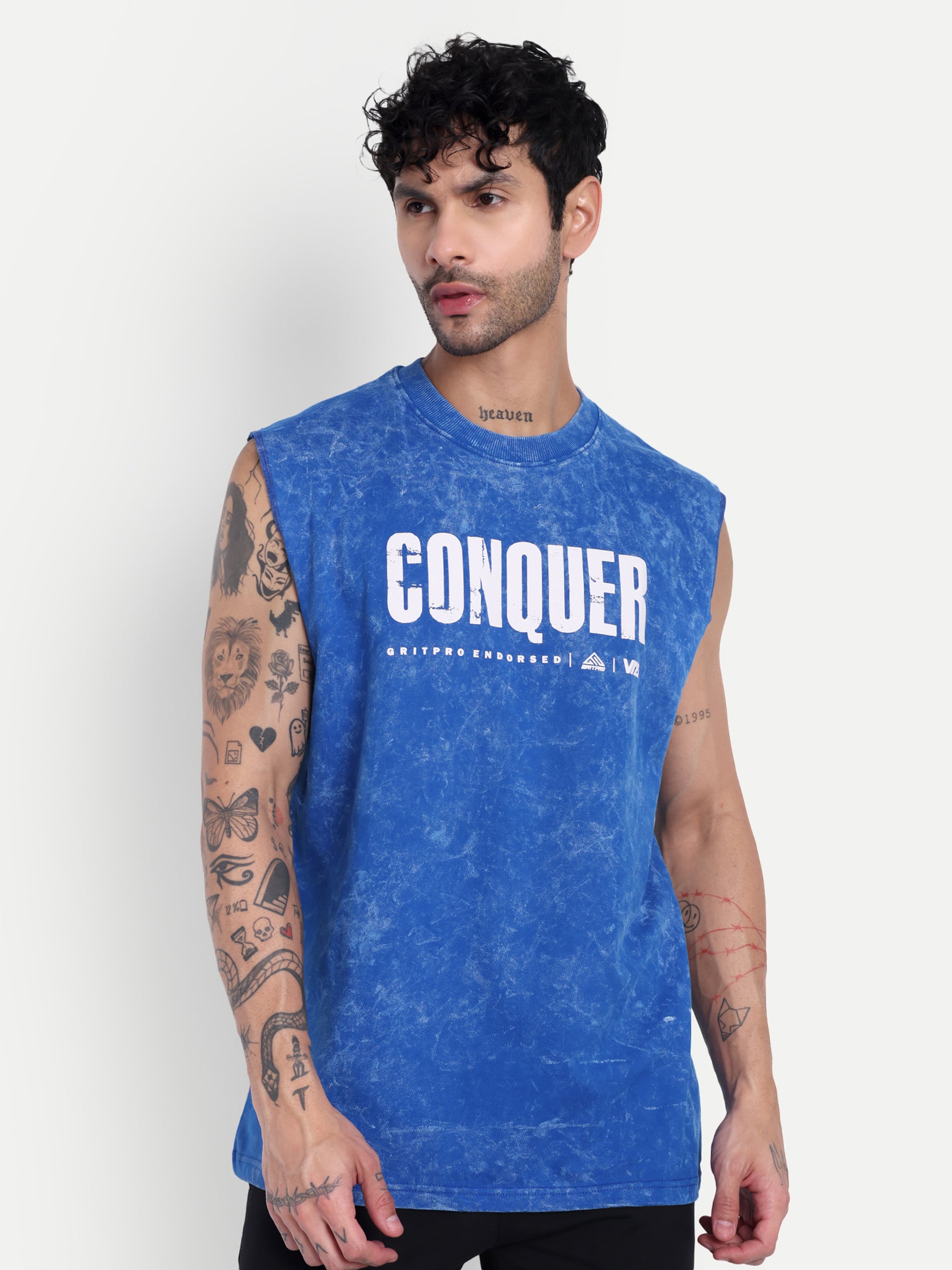 OVERSIZED ACID WASHED SLEEVELESS