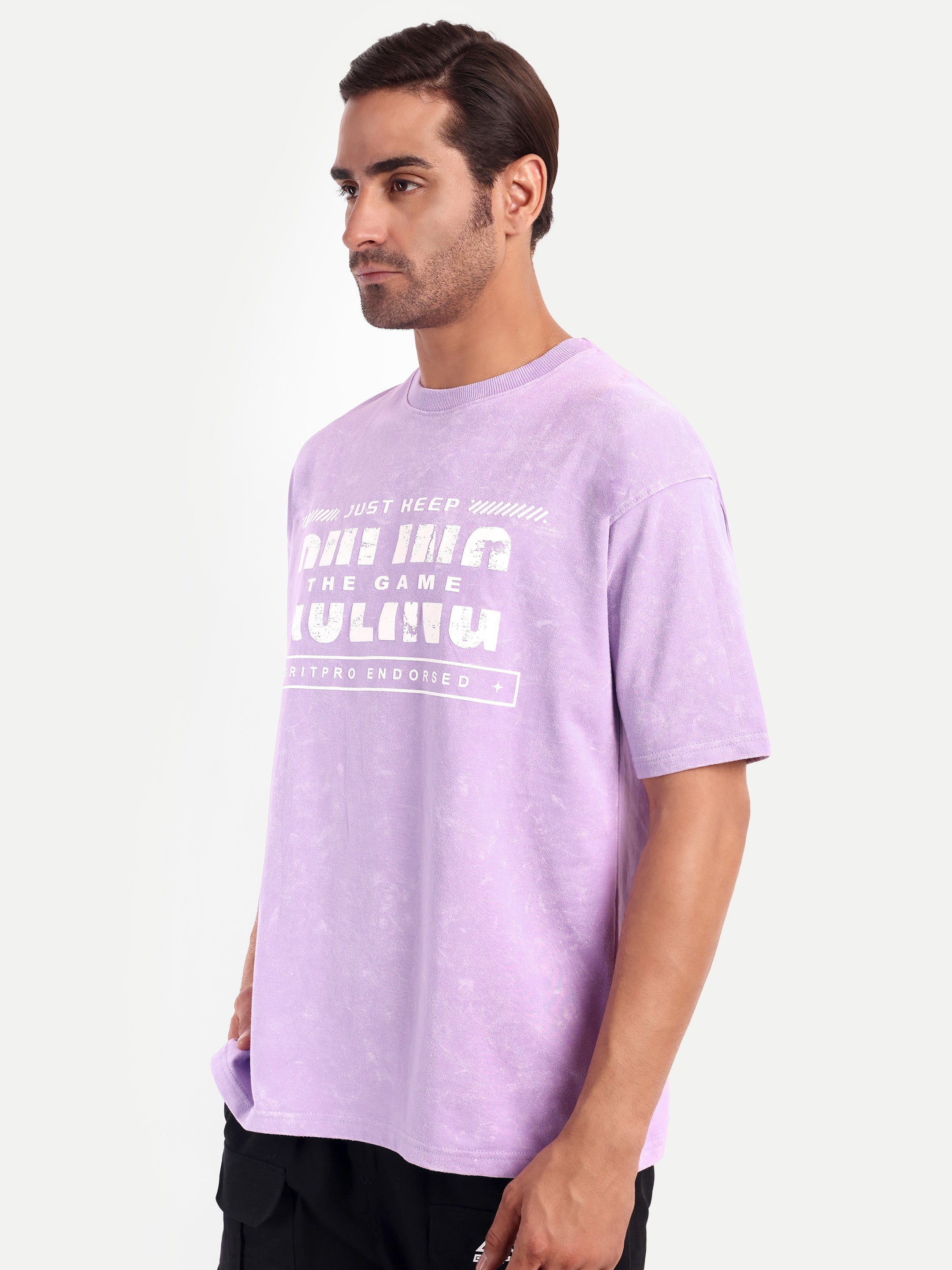 LAVENDER ACID WASHED OVERSIZED T-SHIRT