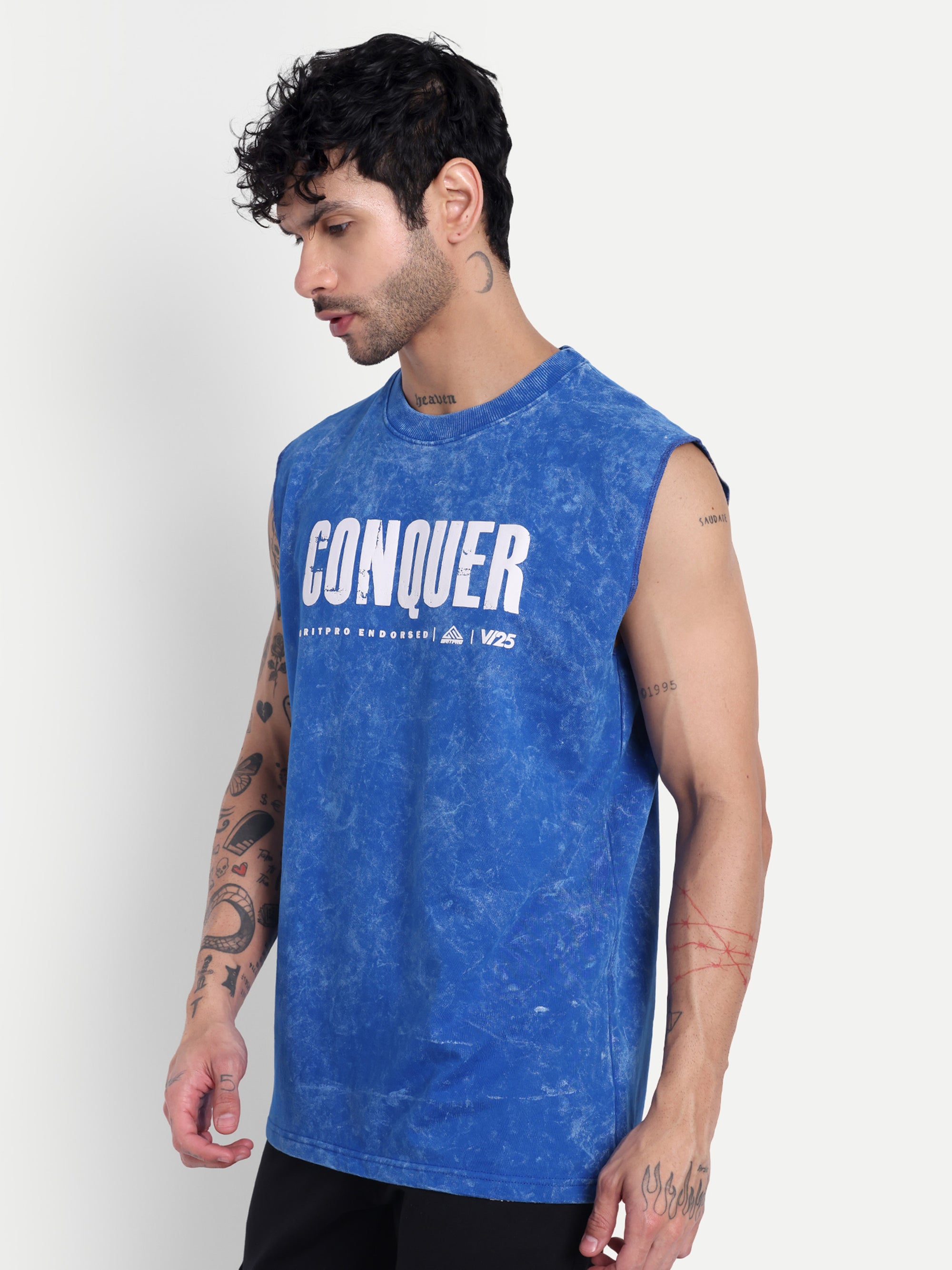 OVERSIZED ACID WASHED SLEEVELESS