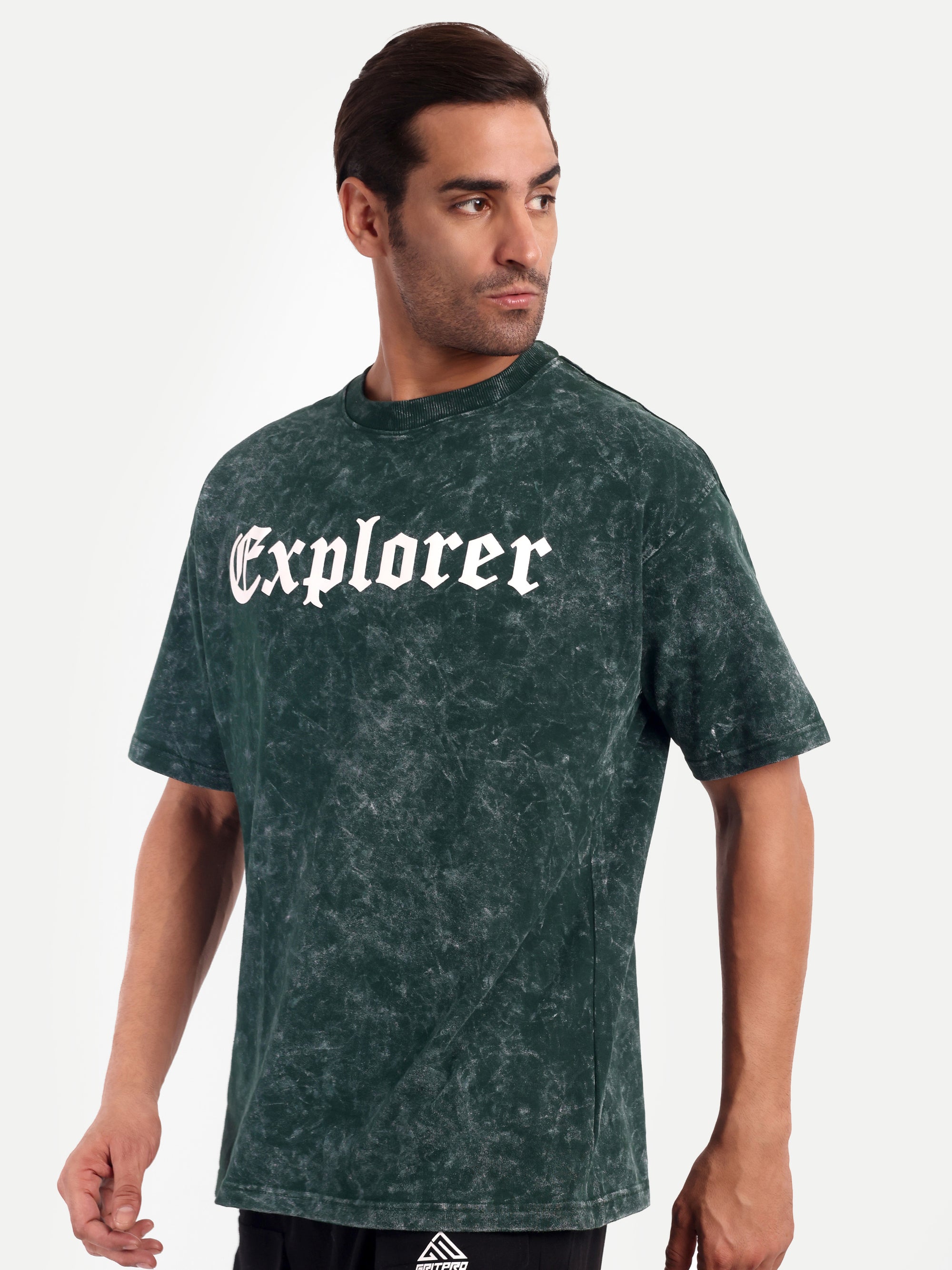GREEN ACID WASHED OVERSIZED T-SHIRT