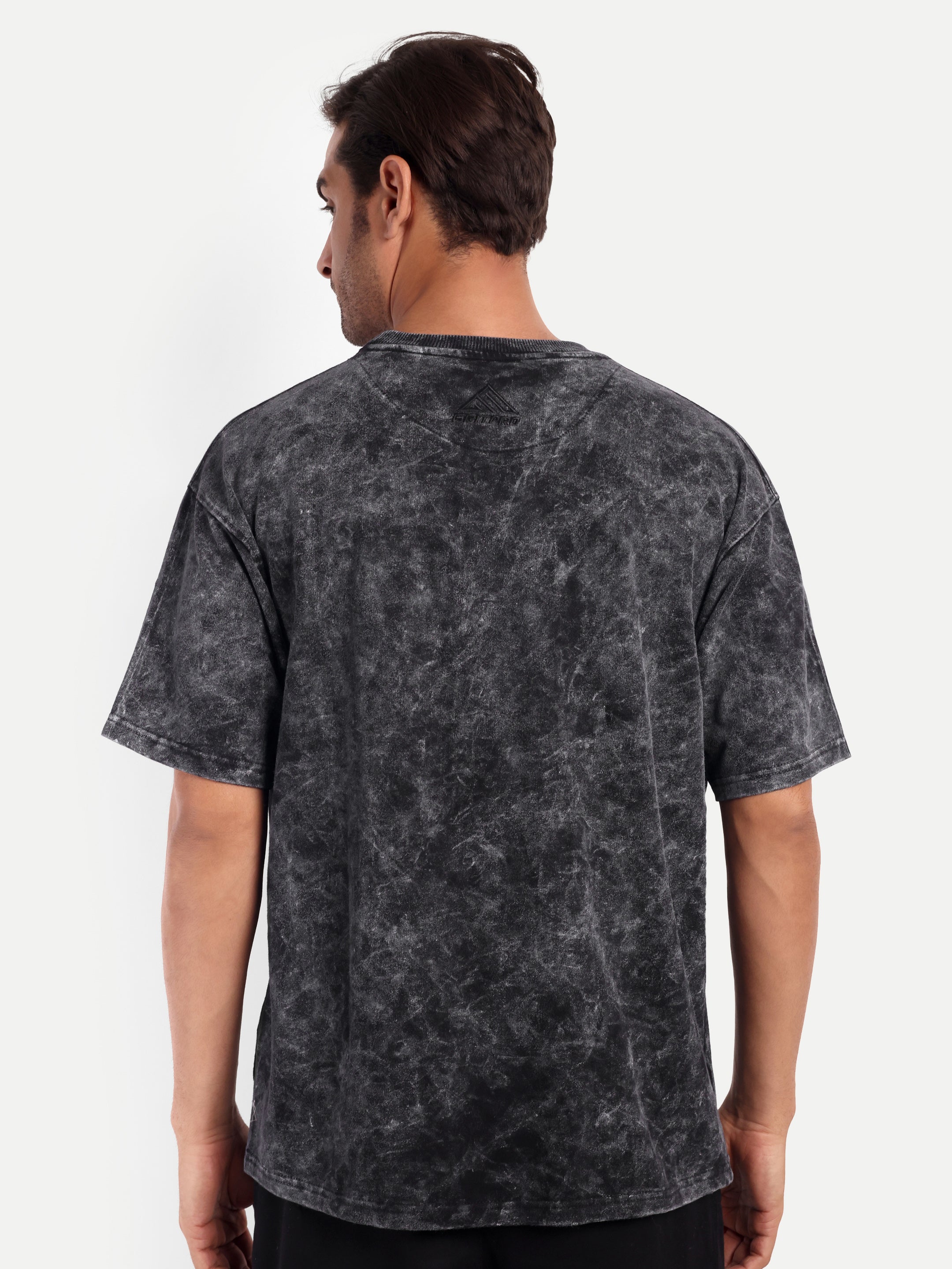 BLACK ACID WASHED OVERSIZED T-SHIRT