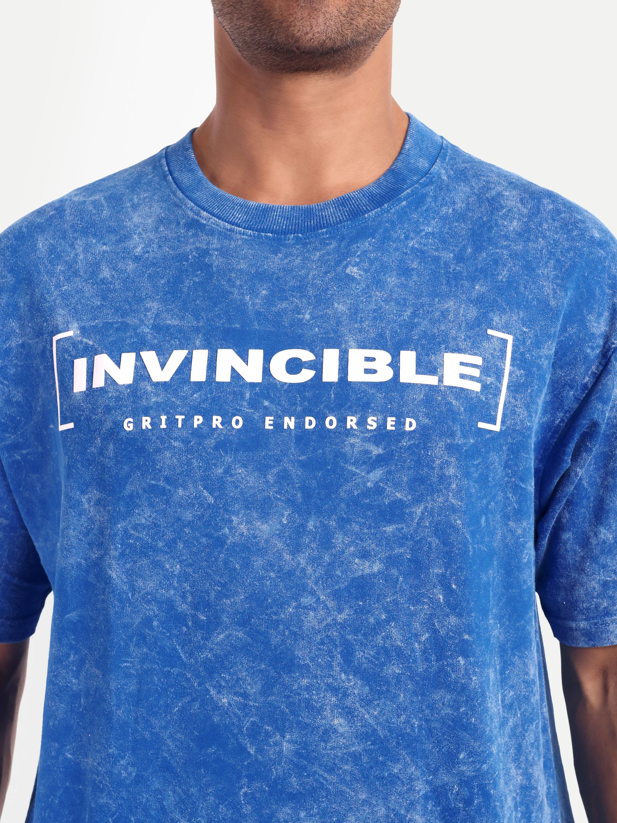 ROYAL BLUE ACID WASHED OVERSIZED T-SHIRT