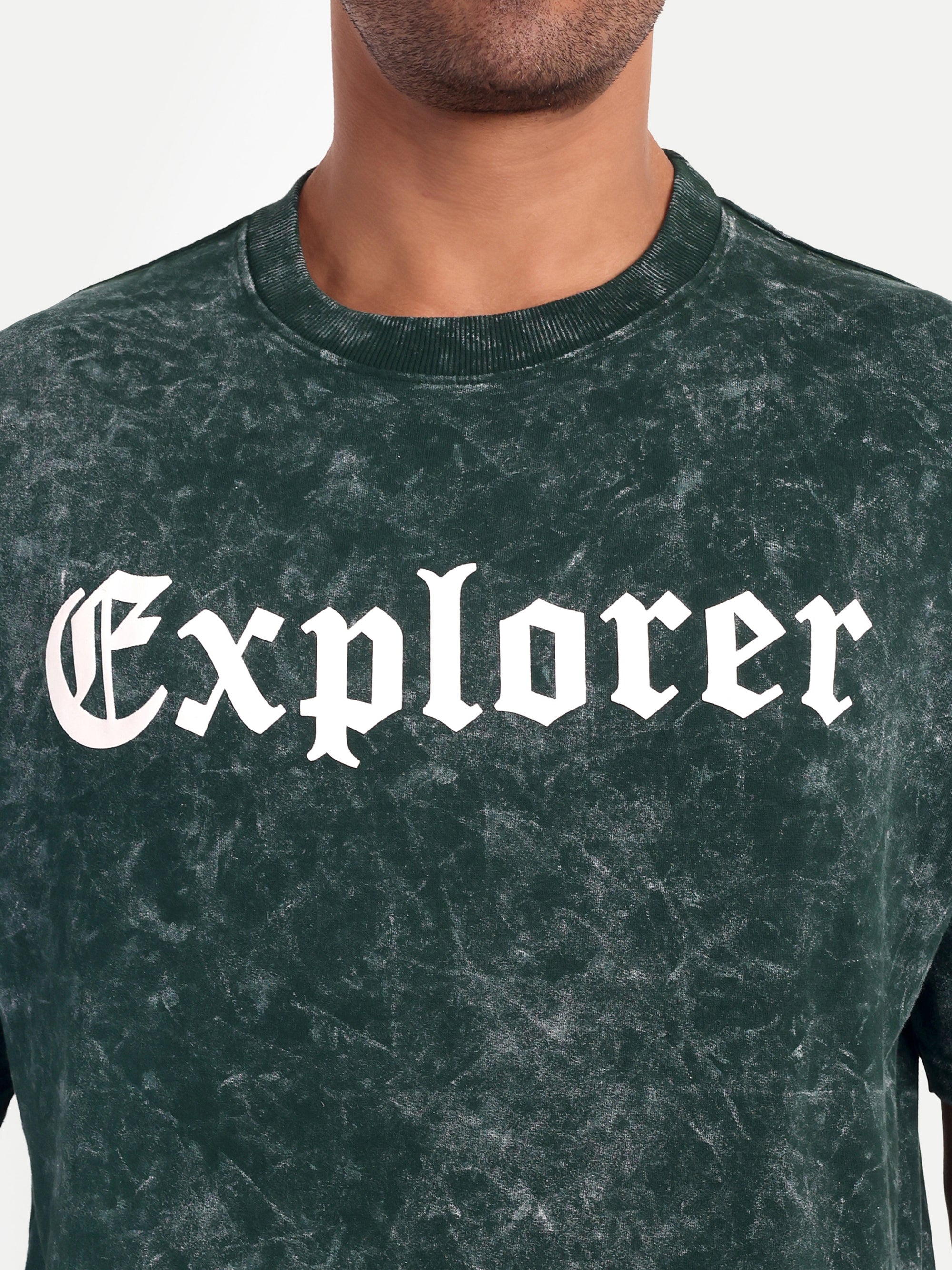 GREEN ACID WASHED OVERSIZED T-SHIRT