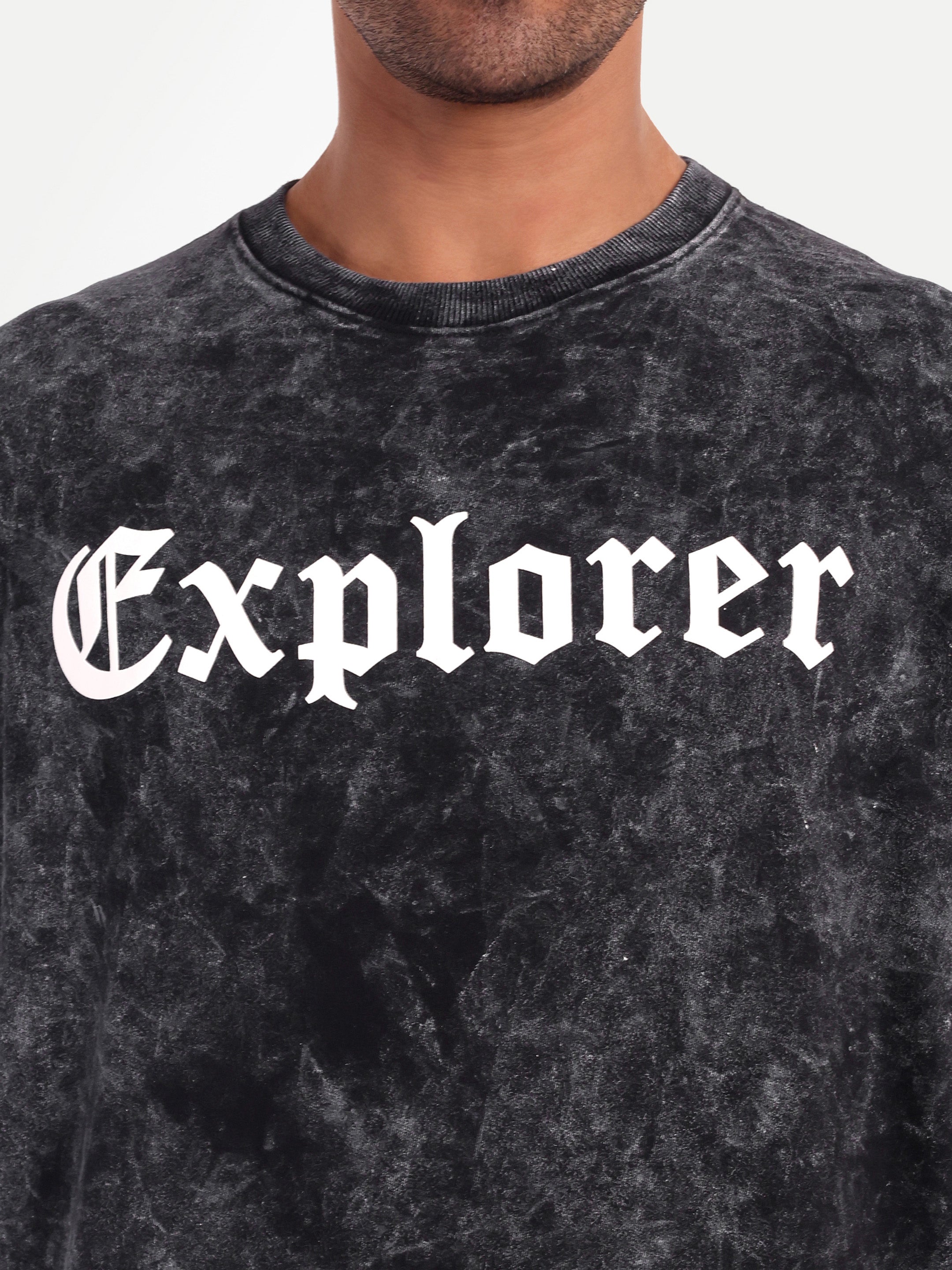 BLACK ACID WASHED OVERSIZED T-SHIRT