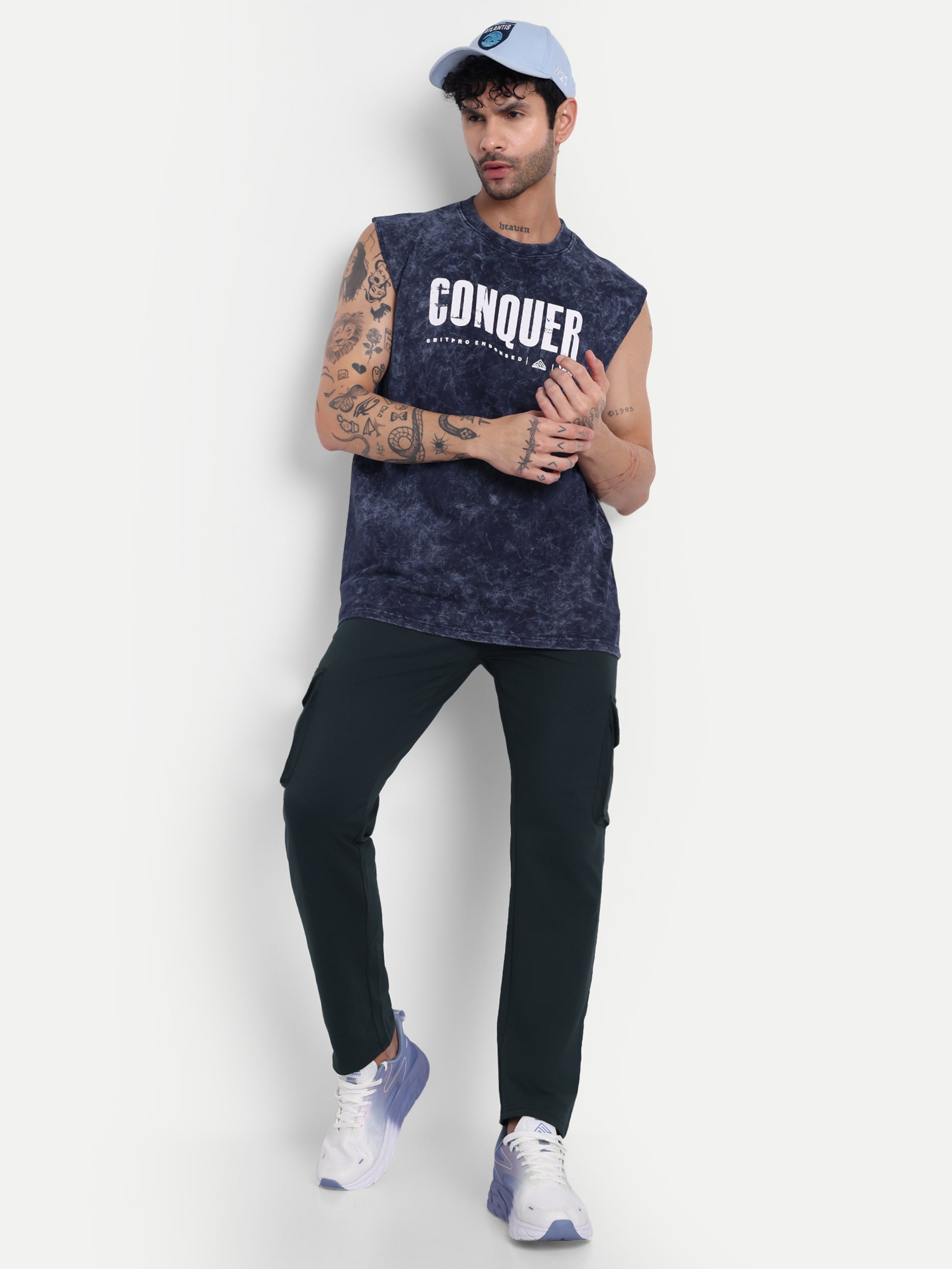 OVERSIZED ACID WASHED SLEEVELESS