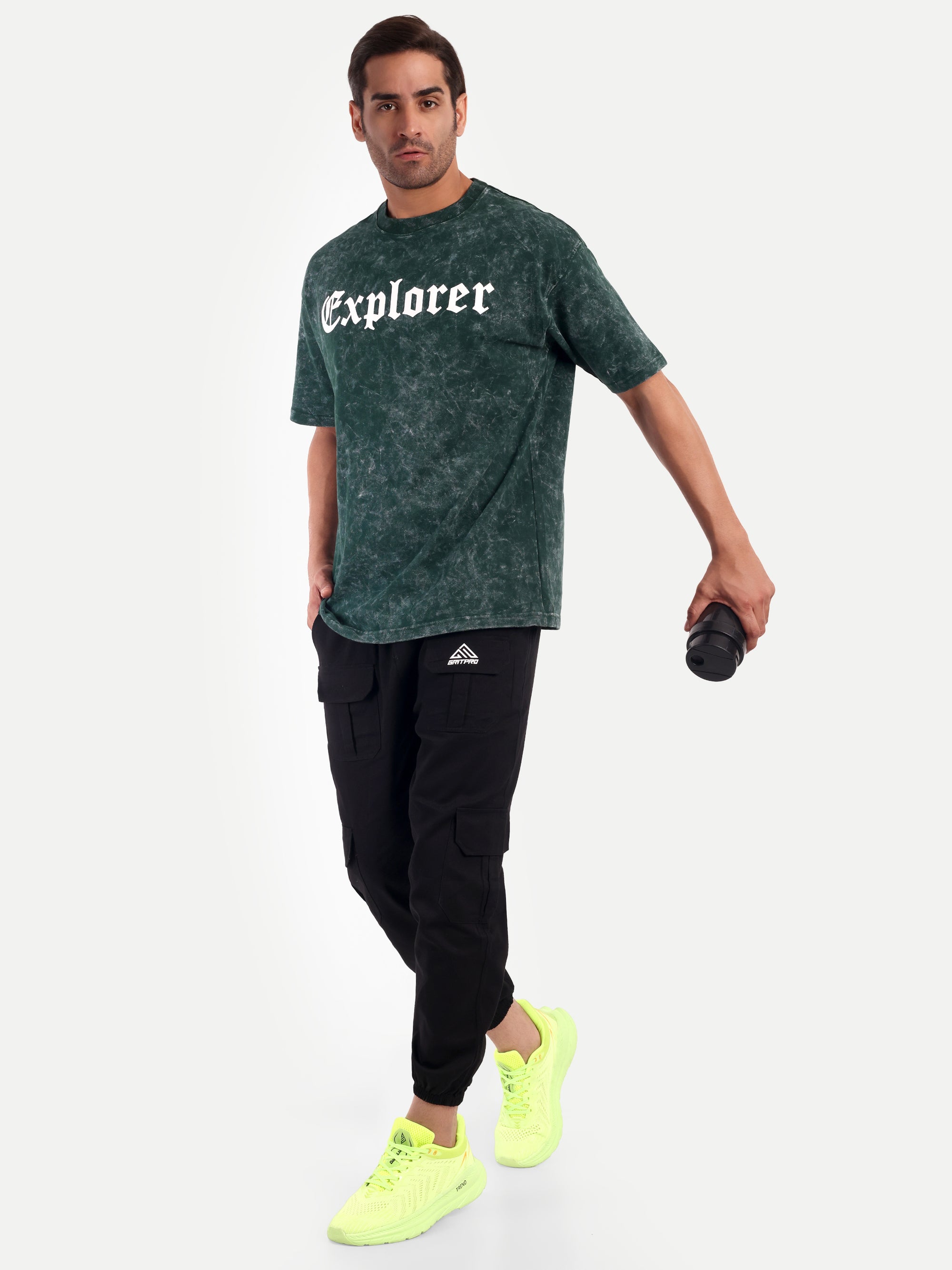 GREEN ACID WASHED OVERSIZED T-SHIRT
