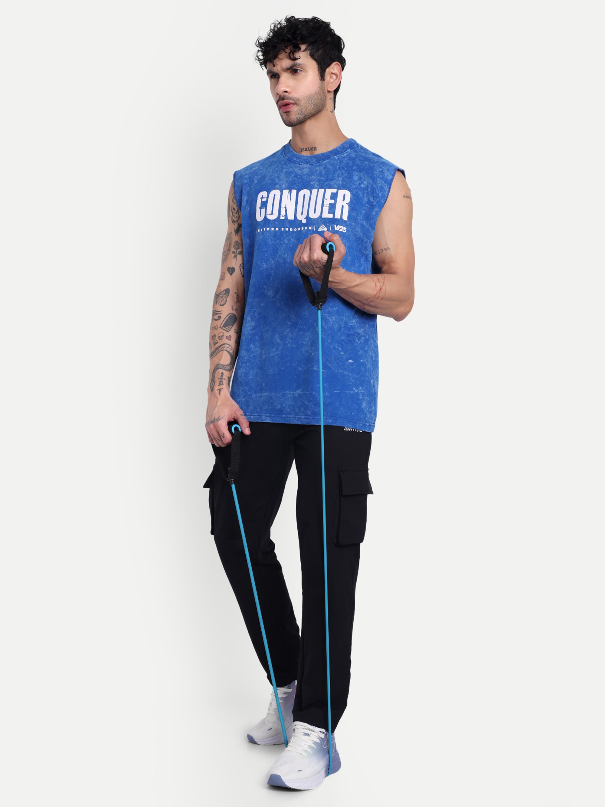 OVERSIZED ACID WASHED SLEEVELESS